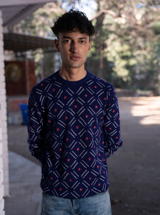 Chakri in Navy-Red Knit