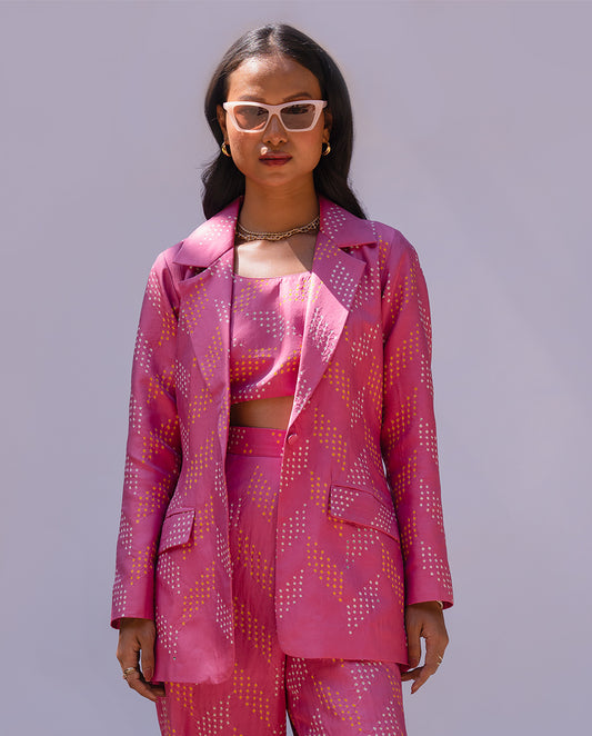 Urja Bandhani Suit in Pink